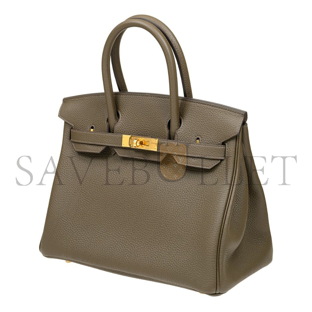 H**mes birkin 25 epsom leather trench coat grey gold buckle bag h028369ccm8 (25*20*13cm)